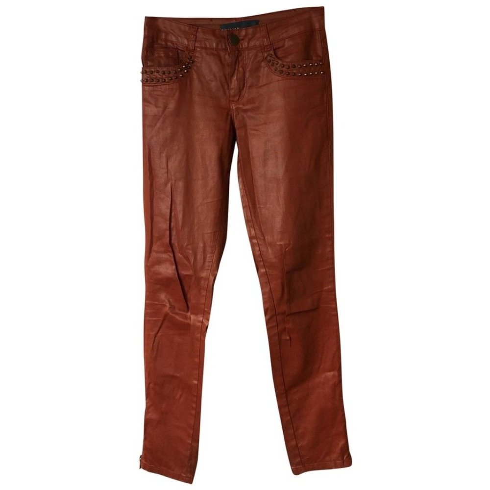 SIBERIAN  Red Studded Trim Stretch Cotton 38 Pants